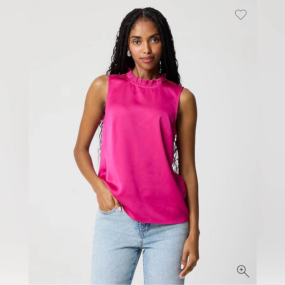 J. Crew Sleeveless Pink Ruffleneck Top
